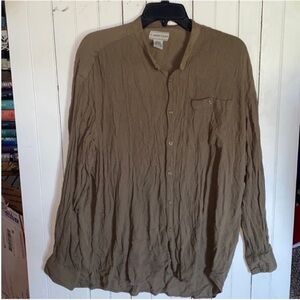 Vintage Career Club Button Down Top Olive Green Size L